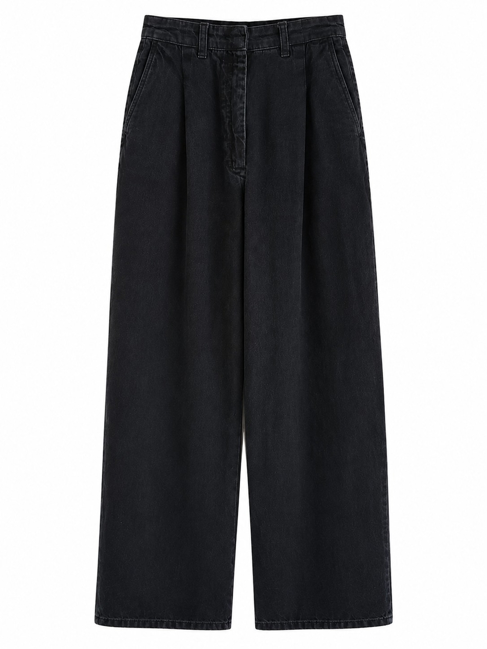 Zara High Rise Pleated Wide Leg Pants Black Trouser Jeans USA 2 EU 34 - Picture 2 of 13